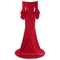 Grace Karin Floor Length Three Quarter Ruffle Sleeve High Split Cheap Red Evening Prom Party Dress 7 Size US 4~16 GK001073-1